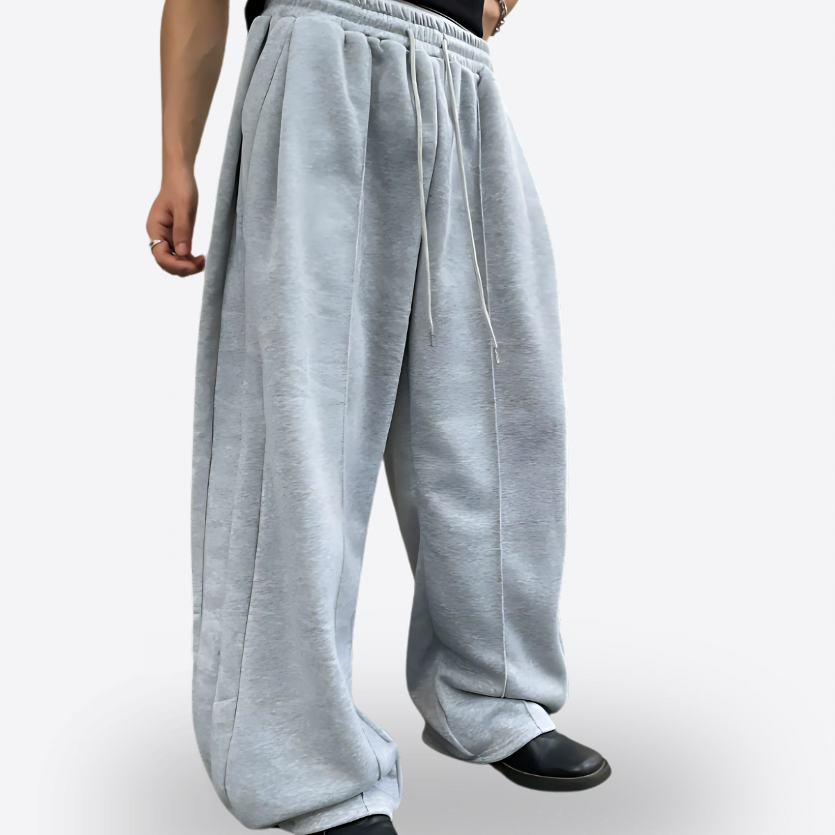 AETHR Titan Wide-Leg Sweatpants – Men’s Grey Loose-Fit Pants